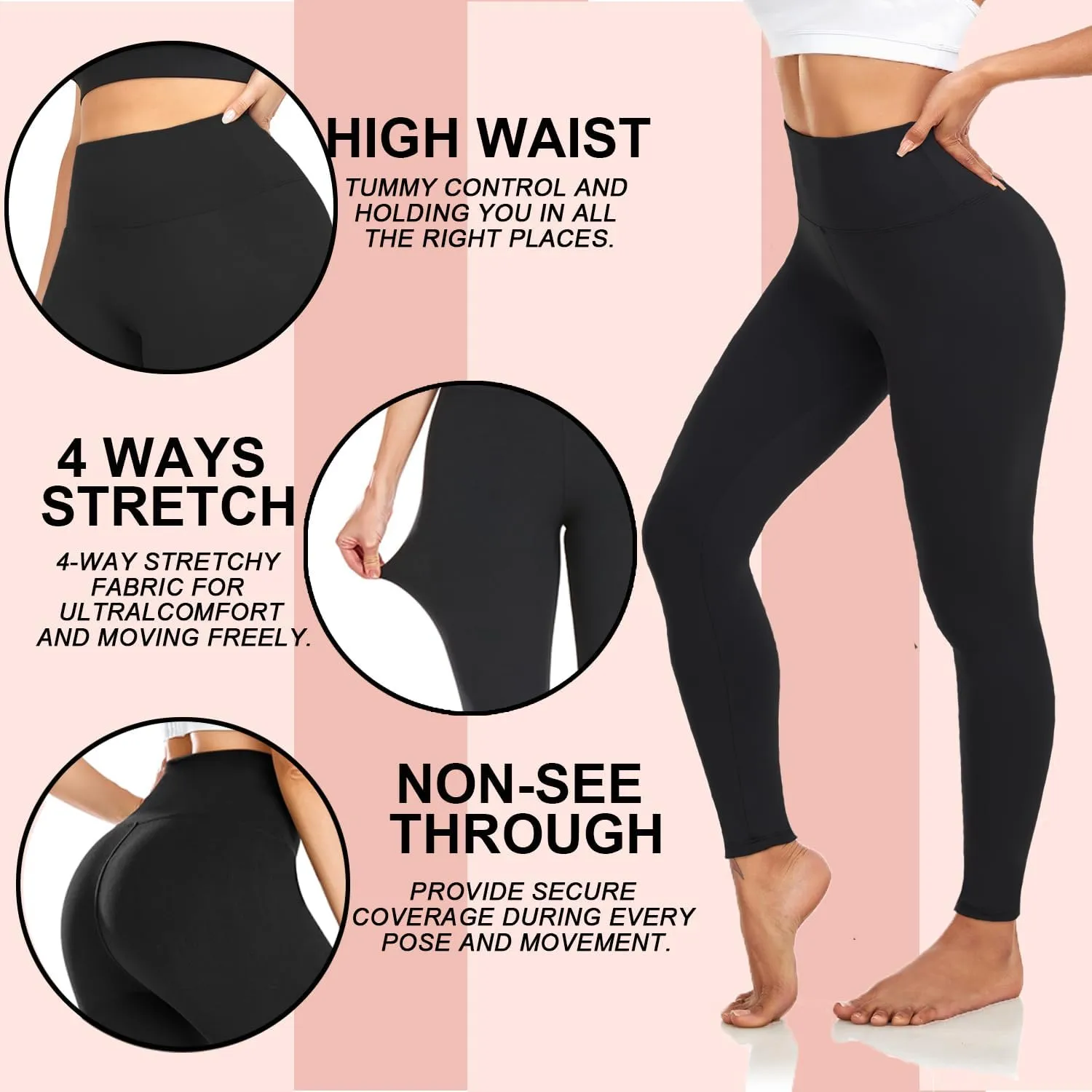 yeuG 7 Pack High Waisted Leggings for Women Tummy Control Soft Workout Yoga Pants Full Length & Capri