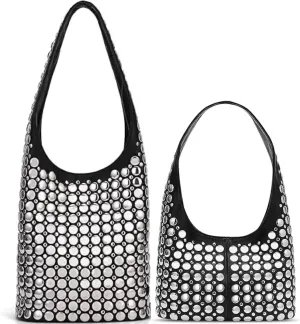 YFGBCX Black Vegan Leather Tote Bag   Black Vegan Leather Hobo Bag