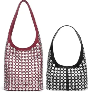 YFGBCX Red Vegan Leather Tote Bag   Black Vegan Leather Hobo Bag