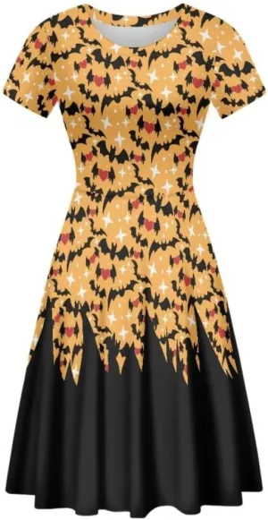 Youngerbaby Cute Love Paw Print Girls Skirts Casual Dresses Novelty Swing Midi Dress Festival