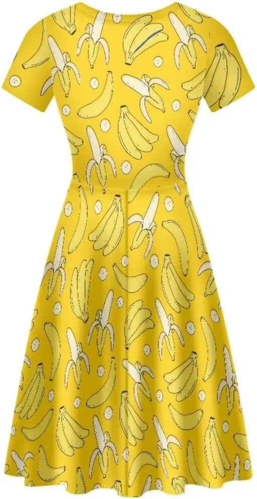 Youngerbaby Cute Love Paw Print Girls Skirts Casual Dresses Novelty Swing Midi Dress Festival