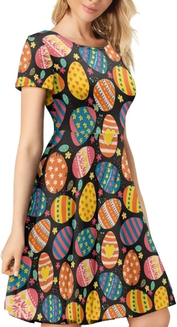 Youngerbaby Cute Love Paw Print Girls Skirts Casual Dresses Novelty Swing Midi Dress Festival
