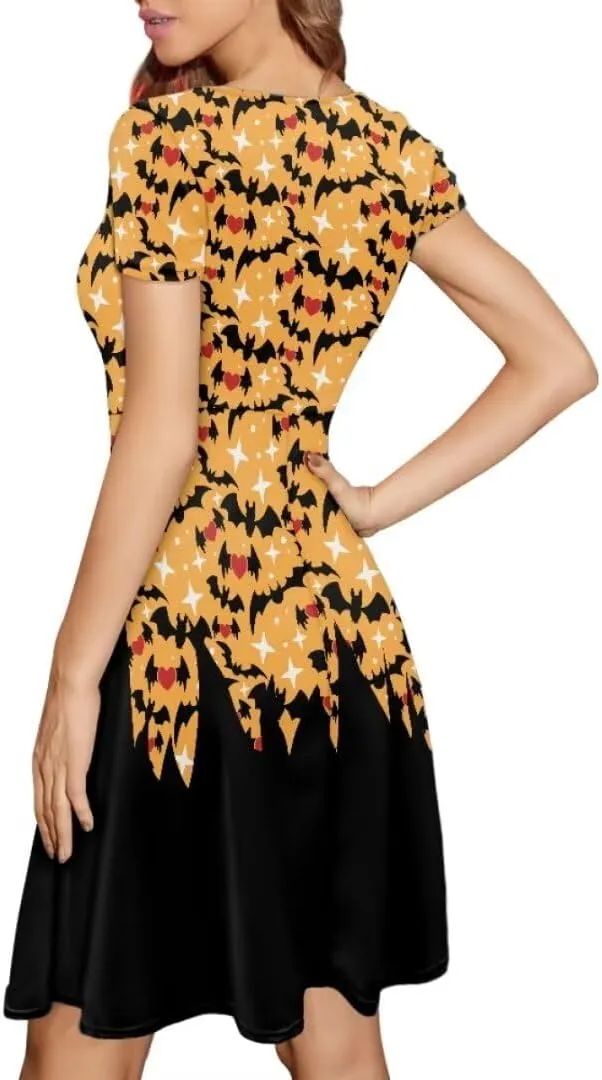 Youngerbaby Cute Love Paw Print Girls Skirts Casual Dresses Novelty Swing Midi Dress Festival