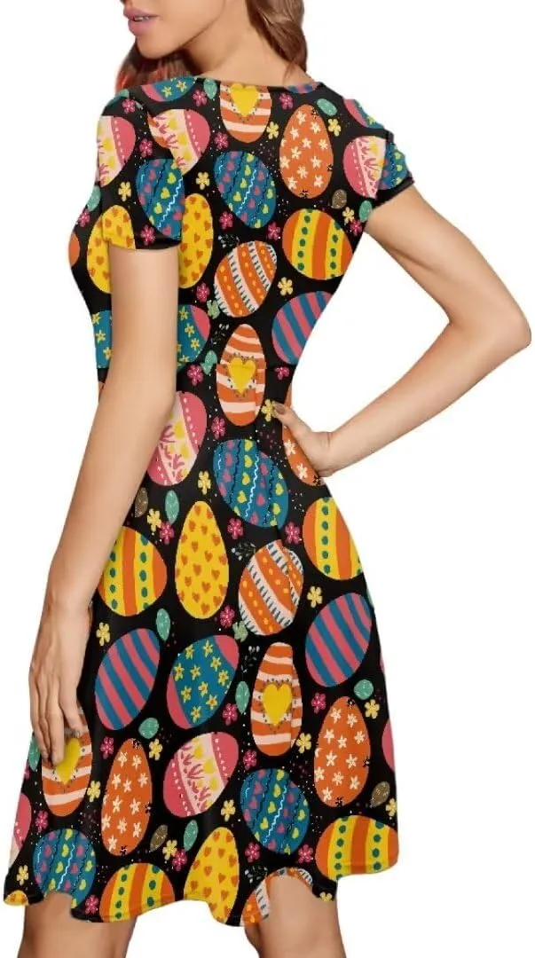 Youngerbaby Cute Love Paw Print Girls Skirts Casual Dresses Novelty Swing Midi Dress Festival