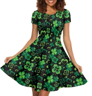 Youngerbaby Cute Love Paw Print Girls Skirts Casual Dresses Novelty Swing Midi Dress Festival