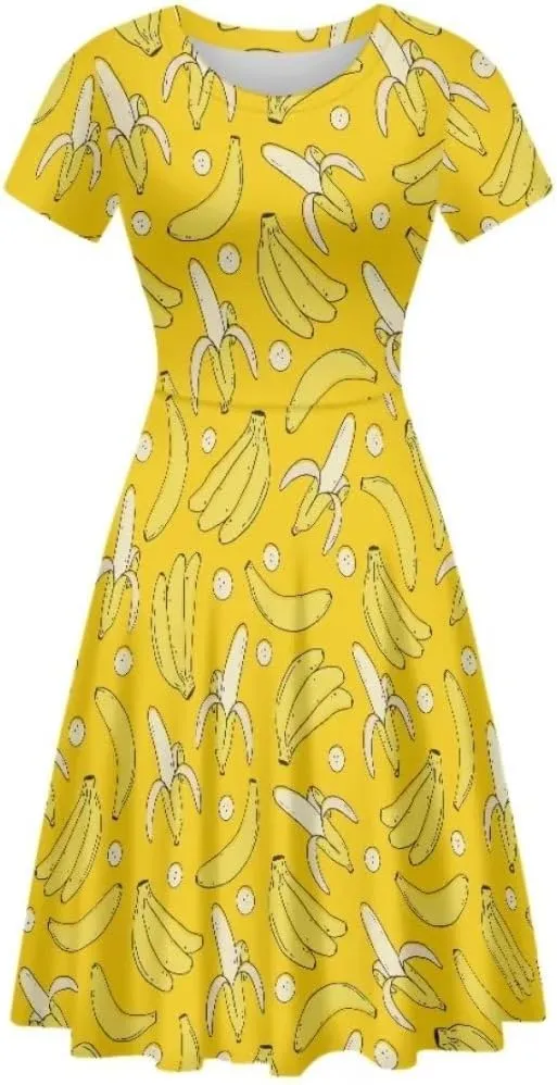Youngerbaby Cute Love Paw Print Girls Skirts Casual Dresses Novelty Swing Midi Dress Festival