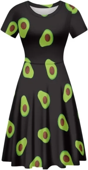 Youngerbaby Dress for Women Plus Size A-Line Swing Sundress Short Sleeve High Waist Party Midi Dress