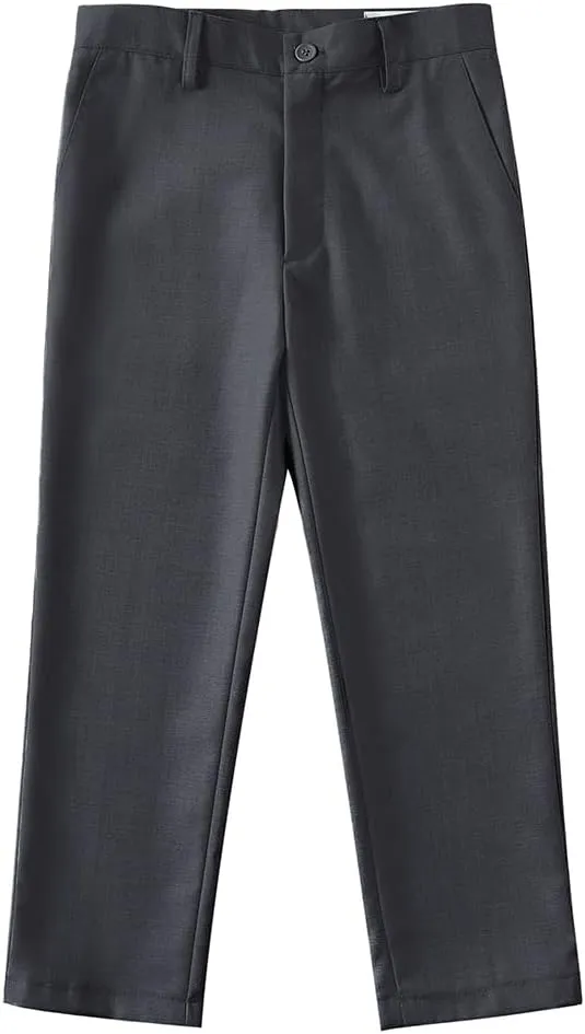 YuanLu Boys Dress Pants for Wedding Toddler Kids School Uniforms Pants with Adjustable Waist Blue Size 2T