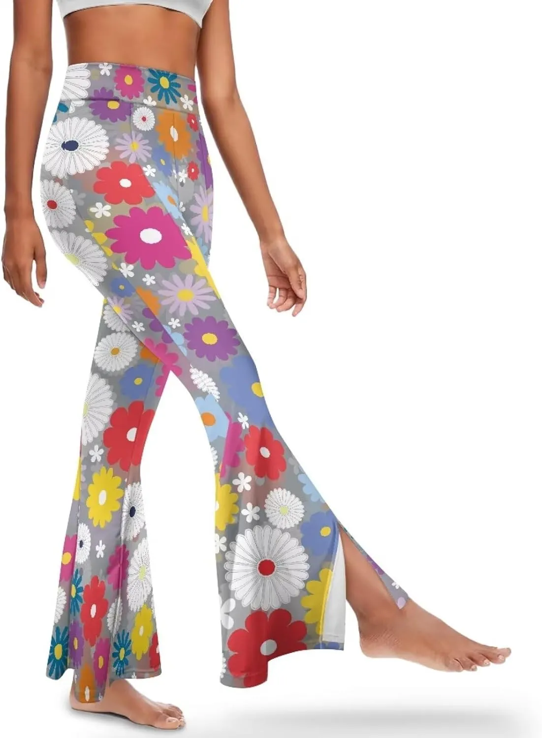 Yuuxorilu Flare Leggings Women Flare Yoga Pants Plus Size Workout Pants High Waist Tummy Control Stretch Wide Leg Pants