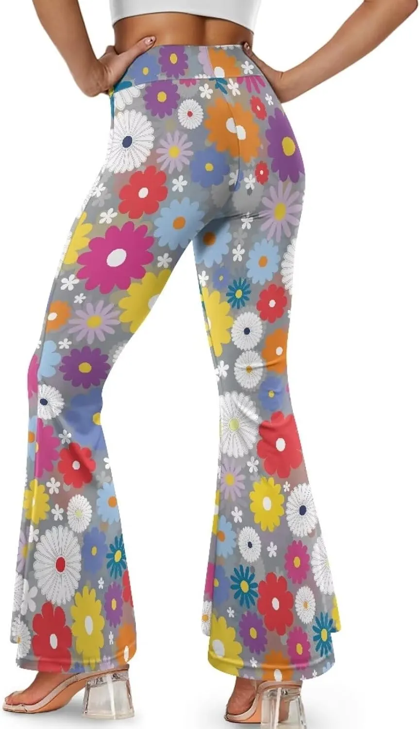 Yuuxorilu Flare Leggings Women Flare Yoga Pants Plus Size Workout Pants High Waist Tummy Control Stretch Wide Leg Pants