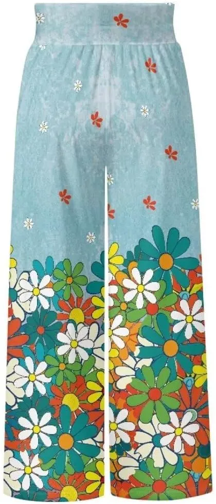 Yuuxorilu Womens Wide Leg Palazzo Pants Casual High Waist Flowy Trousers Loose Lounge Pant with Pockets