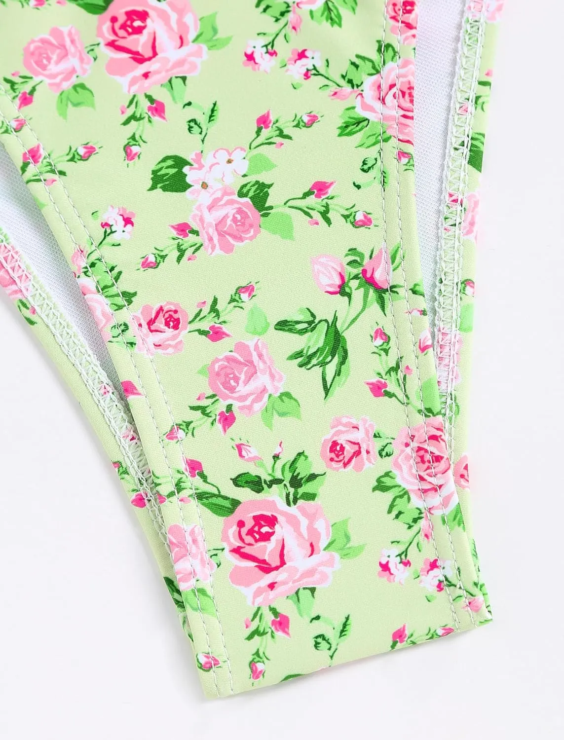 ZAFUL Women's Sexy Halter Bikini Sets Bow Decor Tiny Floral Print Bikini Swimsuits Tie Side Triangle Bathing Suits