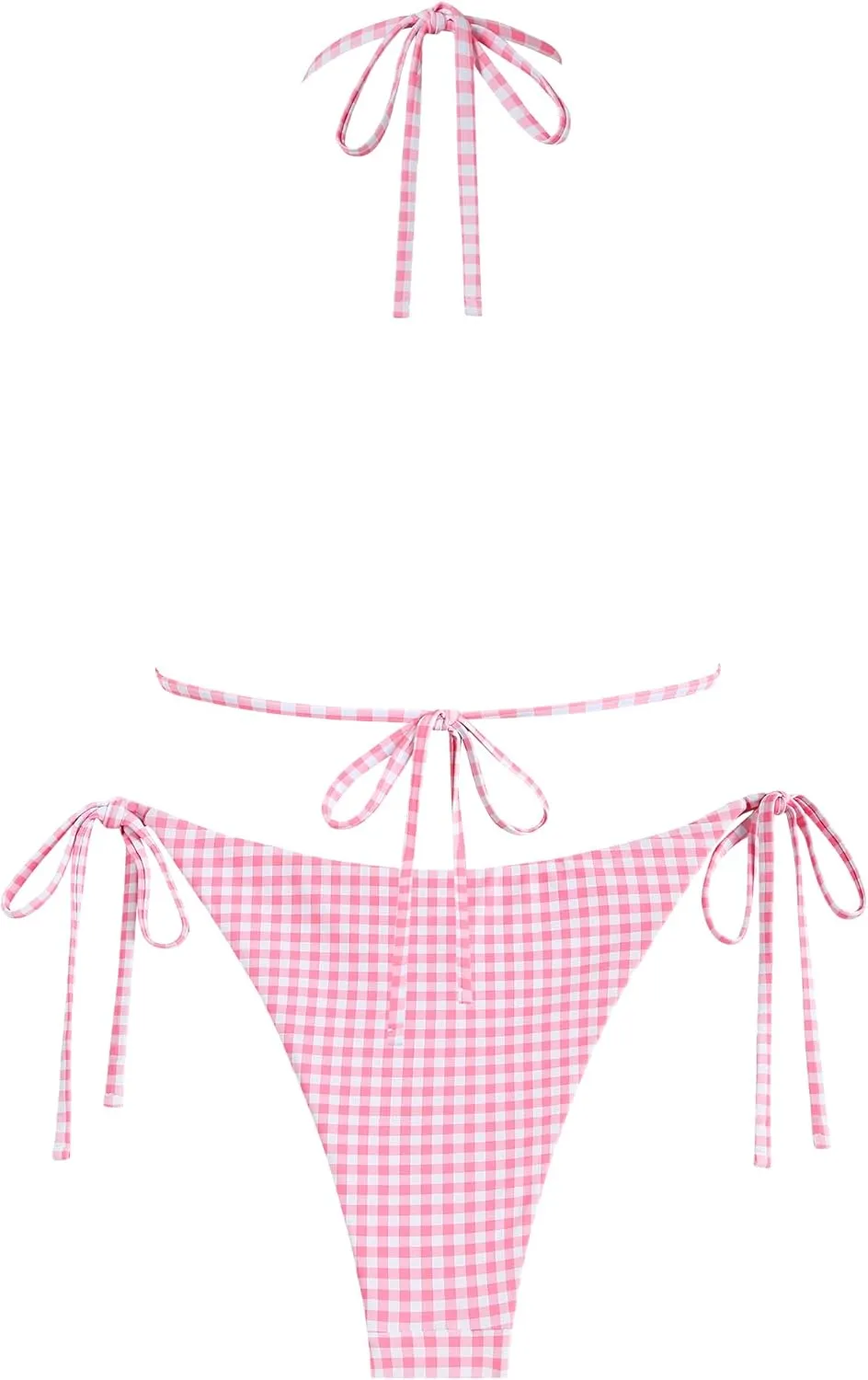 ZAFUL Women's Sexy Halter Bikini Sets Bow Decor Tiny Floral Print Bikini Swimsuits Tie Side Triangle Bathing Suits