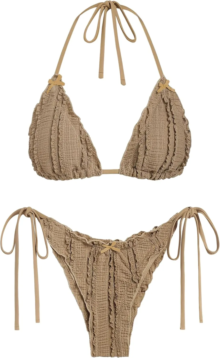 ZAFUL Women's Sexy Halter Bikini Sets Ditsy Floral Print Color Block Triangle Thong Bikini Swimsuit Two Piece Bathing Suits