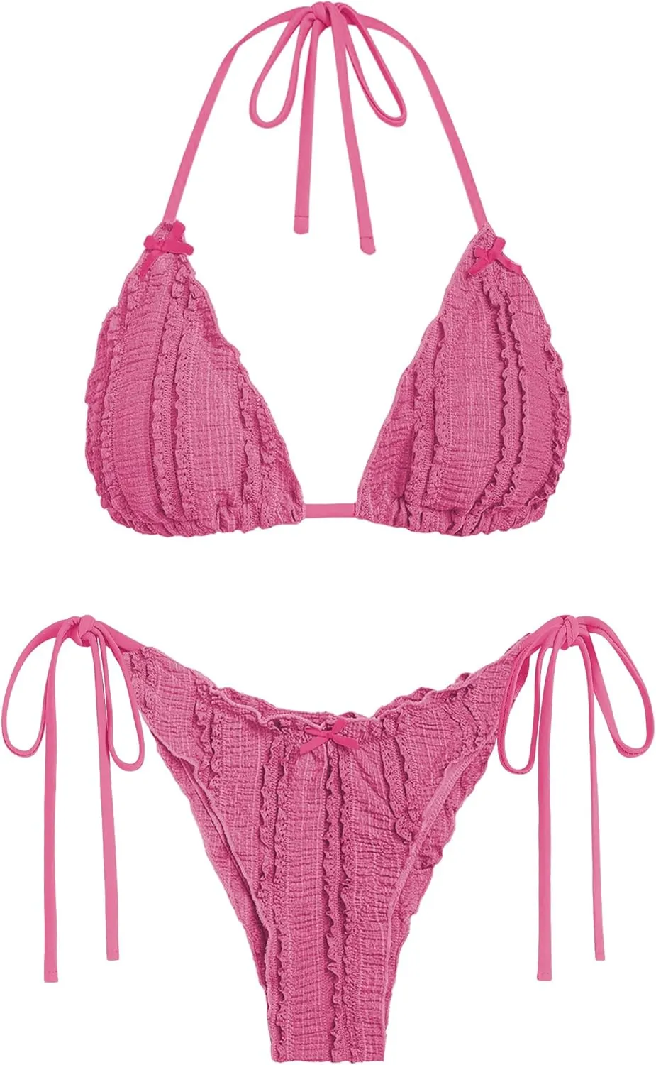 ZAFUL Women's Sexy Halter Bikini Sets Ditsy Floral Print Color Block Triangle Thong Bikini Swimsuit Two Piece Bathing Suits