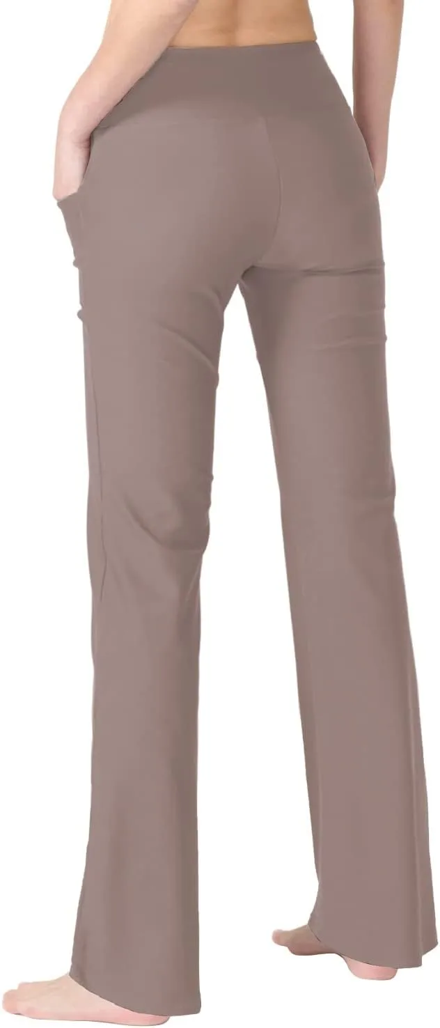 Zeronic Bootcut Yoga Pants for Women with Pockets High Waisted Workout Running Pants Tummy Control Long Bootleg Work Pants