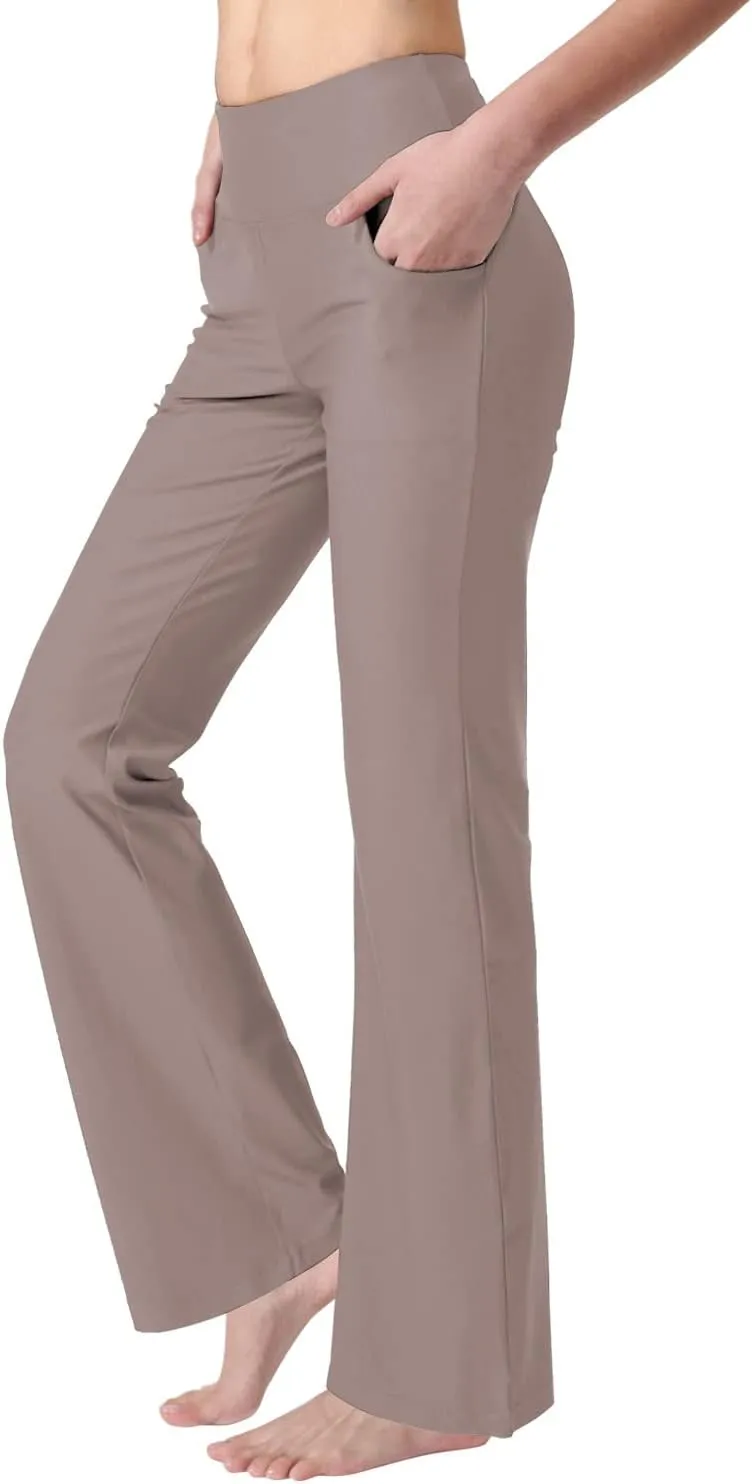 Zeronic Bootcut Yoga Pants for Women with Pockets High Waisted Workout Running Pants Tummy Control Long Bootleg Work Pants
