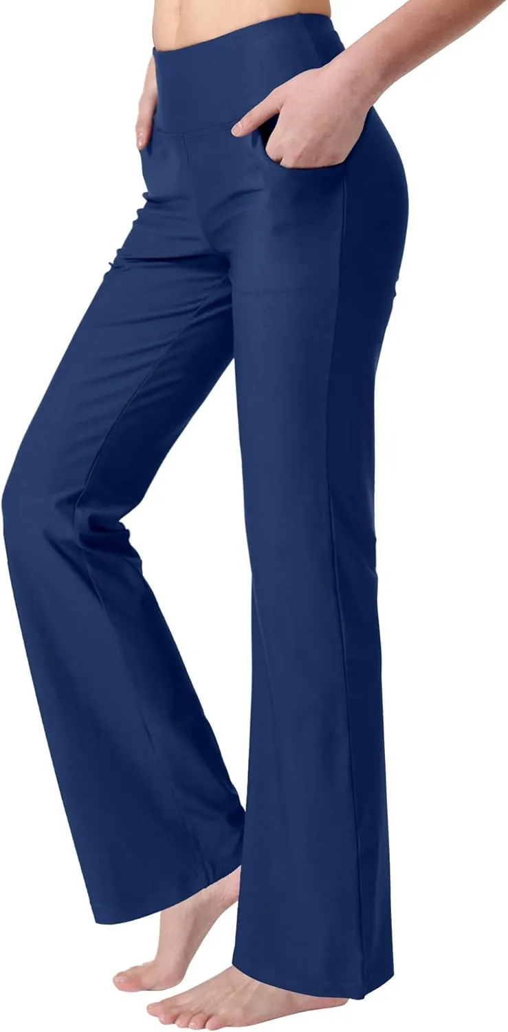 Zeronic Bootcut Yoga Pants for Women with Pockets High Waisted Workout Running Pants Tummy Control Long Bootleg Work Pants