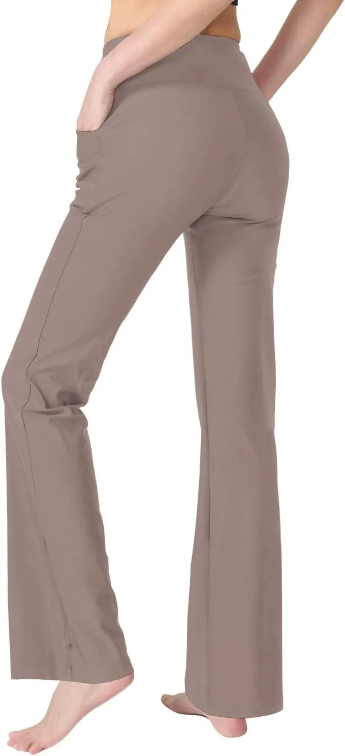 Zeronic Bootcut Yoga Pants for Women with Pockets High Waisted Workout Running Pants Tummy Control Long Bootleg Work Pants