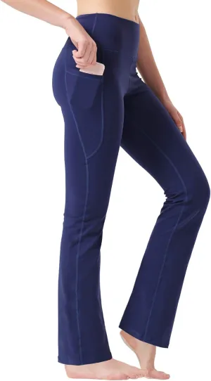 Zeronic Women's High Waist Bootcut Yoga Pants with Pockets Tummy Control Workout Running Pants Long Bootleg Flare Pants