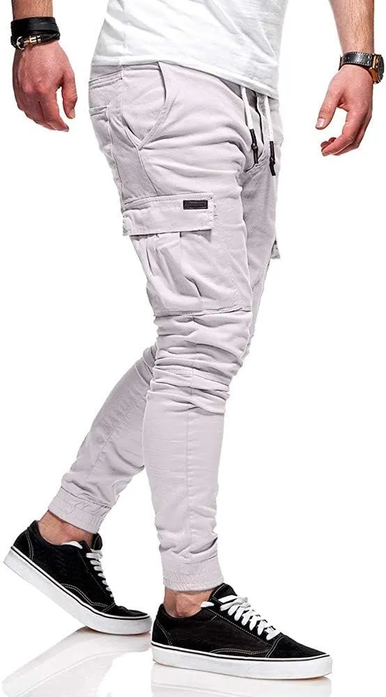 ZHUER Sweatpants for Men Slim Fit Cargo Pants Stretch Elastic Waist Jogger Pants Fashion Casual Chino Pants 2023 Fall Winter