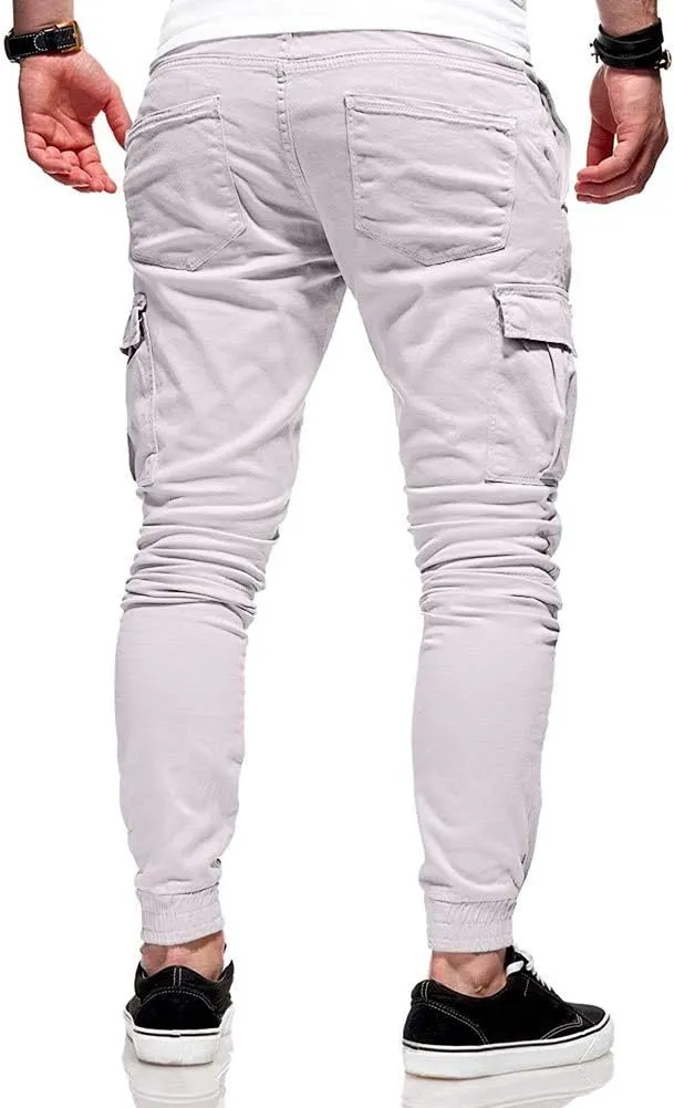 ZHUER Sweatpants for Men Slim Fit Cargo Pants Stretch Elastic Waist Jogger Pants Fashion Casual Chino Pants 2023 Fall Winter