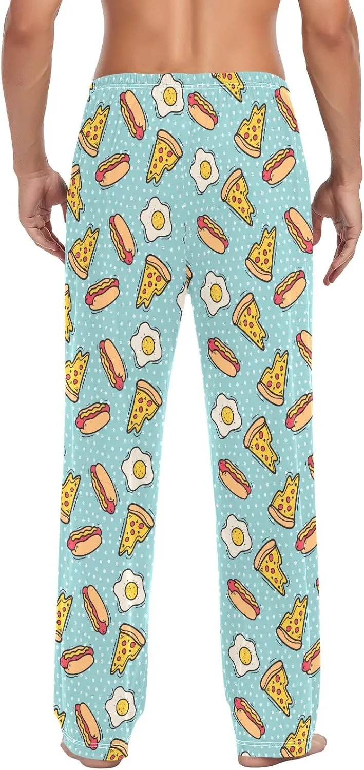 ZZKKO Pajamas Pants for Men Hot Dog Pizza Fried Egg Men's Pajama Bottoms 100% Cotton PJ Pants for Mens S-XXL